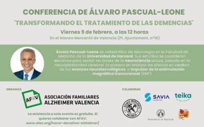 AFAV organiza la conferencia de Álvaro Pascual-Leone, catedrático de Neurología de Harvard: ‘Transformando el tratamiento de demencias’. 9 de febrero, en València
