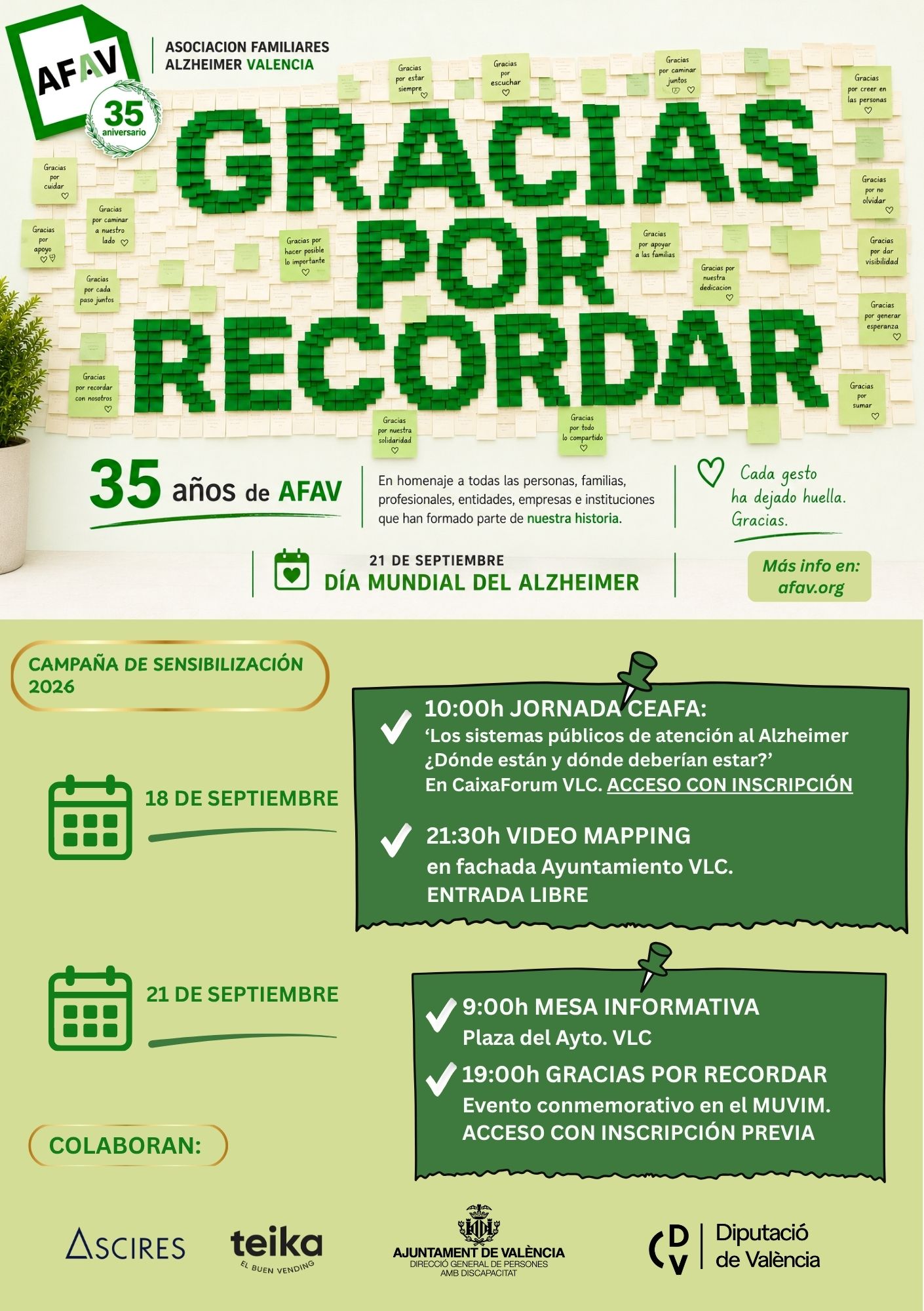 Cartel conmemorativo del Día Mundial del Alzheimer de AFAV