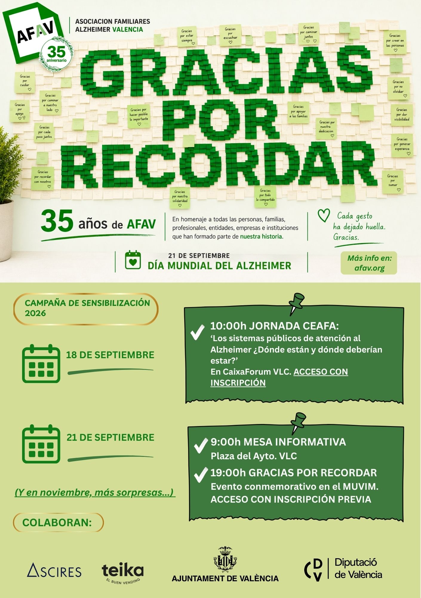 Cartel conmemorativo del Día Mundial del Alzheimer de AFAV
