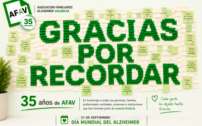 AFAV conmemora el Día Mundial del Alzheimer 2026 celebrando 35 años  de Gracias por Recordar